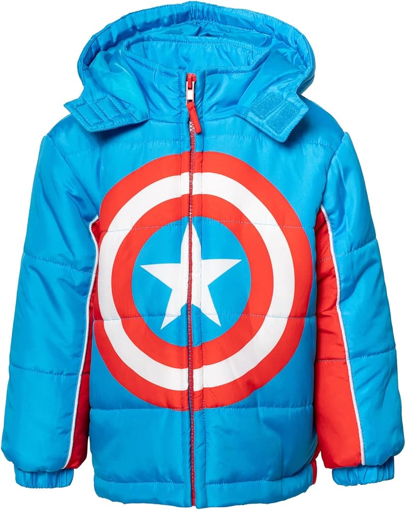 Marvel Avengers Captain America Zip Up Puffer Jacket Toddler to Big Kid