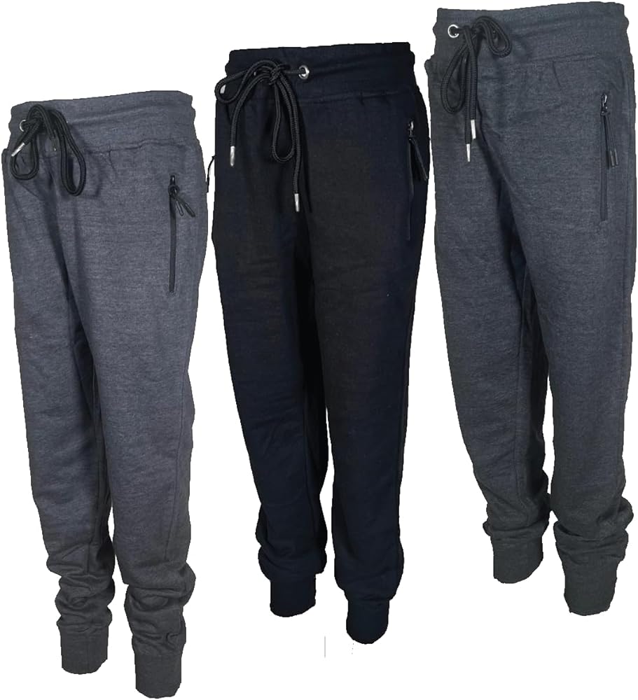 BROOKLYN VERTICAL 3-Pack Boys Fleece Cotton Joggers Sweatpants with Zipper Pocket and Drawstring | Small-XL