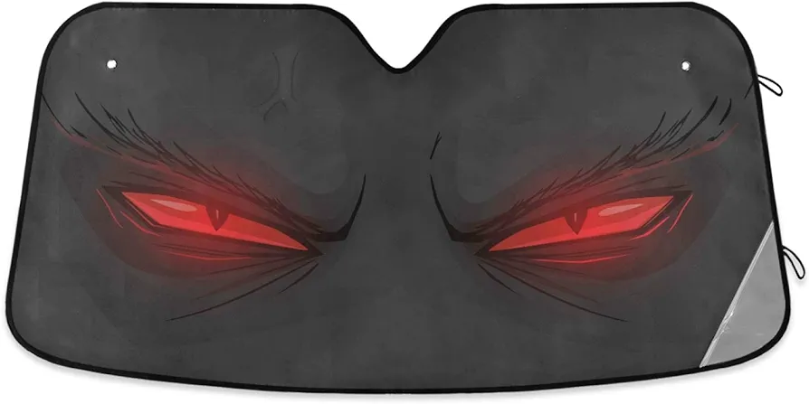 Evil Red Eyes Car Windshield Sun Shade Demonic Angry Eyes Sunshade Block UV Rays Protector Keep Your Vehicle Cool Sun Shield Visor Cover Foldable for Car Truck SUV M