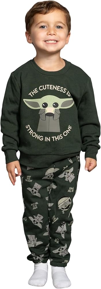 Star Wars Yoda Grogu The Cuteness is Strong in This One Green Sweatshirt and Pants Set