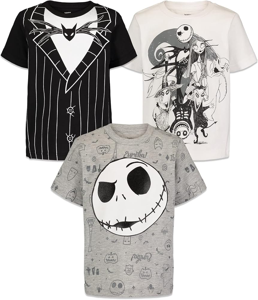 Disney boys Nightmare Before Christmas Jack Skellington T-Shirts pack of 3