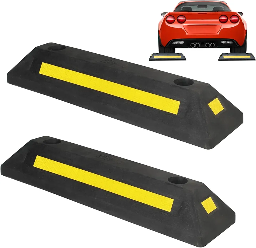 Parking Stopper for Garage 2Pcs, Garage Car Stopper 21",Heavy Duty Parking Aid, Parking Block Protects Cars Vans Trucks Bolts Included