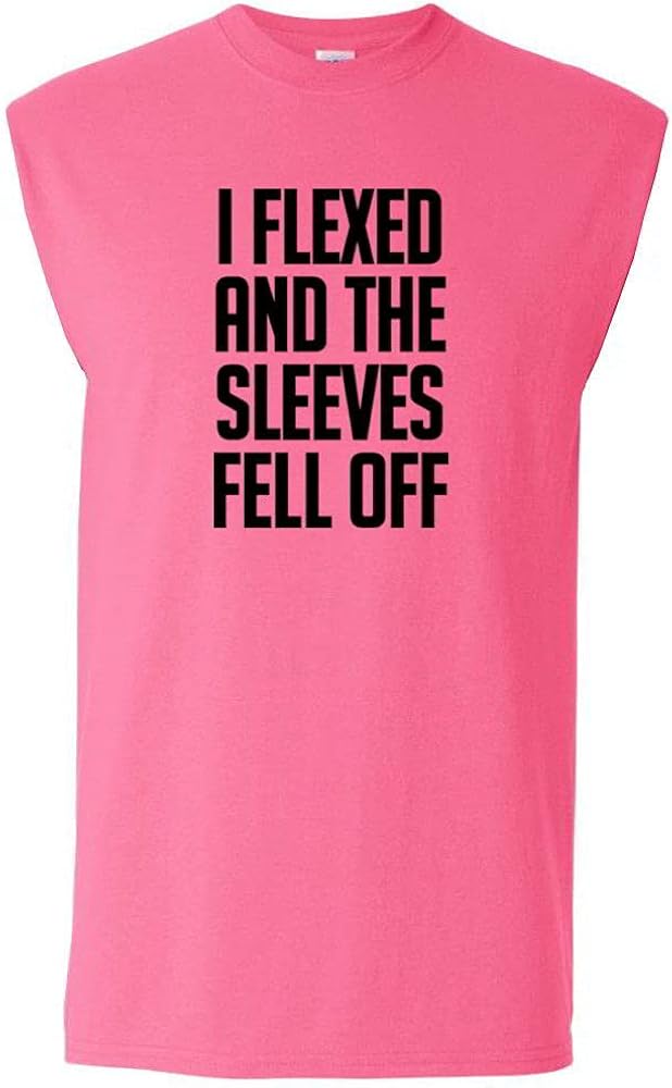 I Flexed and The Sleeves Fell Off Youth Boys Sleeveless Casual Cotton Funny Cool Graphic Kids Cut Off T-Shirts - Pink - Medium