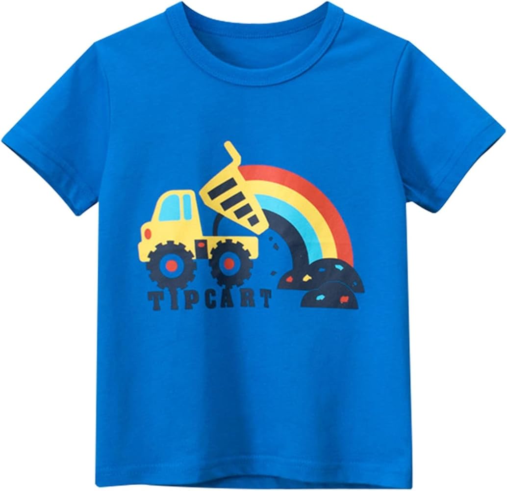 Muscle Shirt Kids Toddler Boys' Short Sleeve Tees Cotton Casual Dump Truck Rainbow Graphic 4t Long Sleeve Shirt Boys