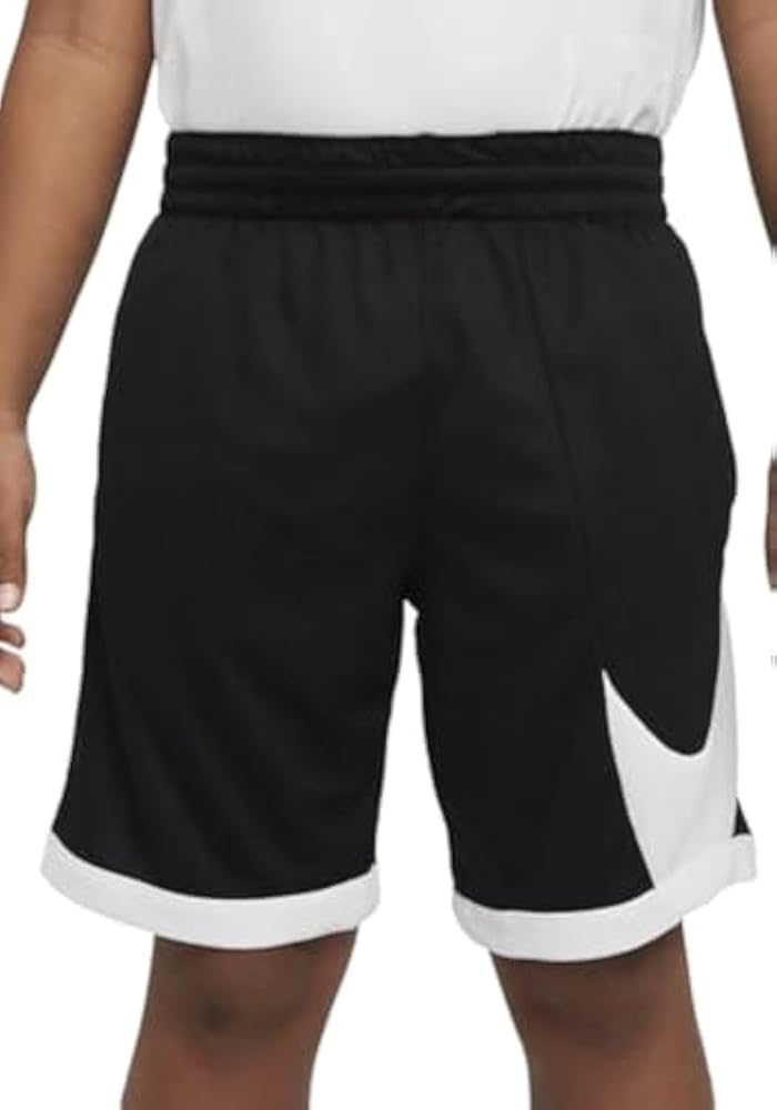 Nike Boy's Dri-FIT HBR Basketball Shorts (Little Kids/Big Kids) Black/White/White/White LG (14-16 Big Kid)