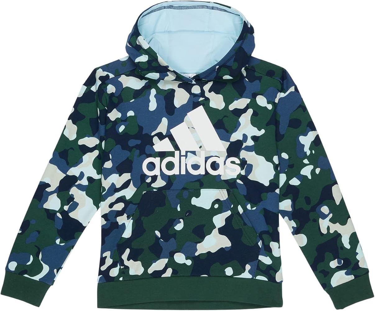 adidas Boy's Camo All Over Print Hooded Pullover (Big Kids) Navy/Green XL (18-20 Big Kids)