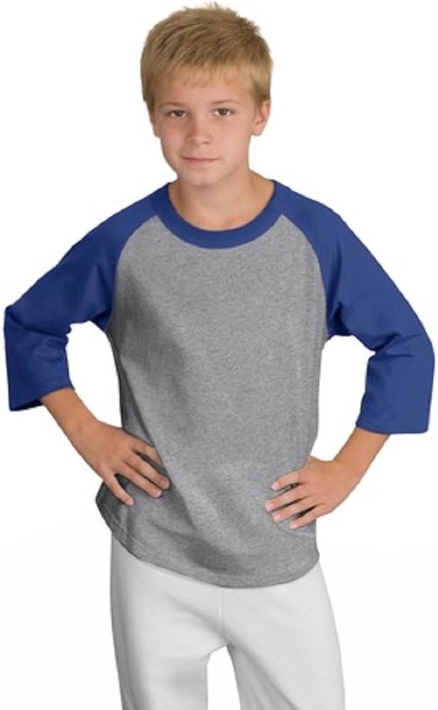 Sport-Tek YT200 Youth Colorblock Raglan Jersey-Heather