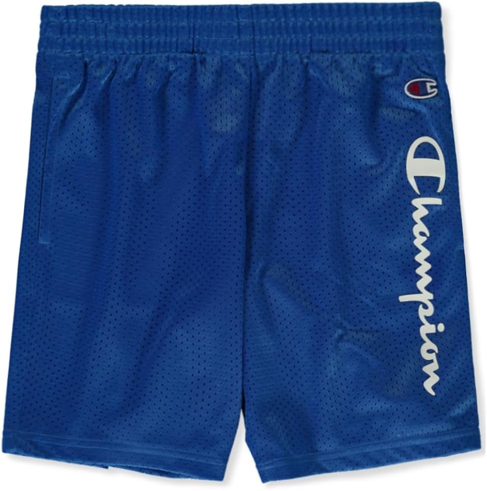 Champion Boys' Vertical Script Performance Mesh Shorts (Bozetto Blue) (US, Alpha, Medium, Regular)