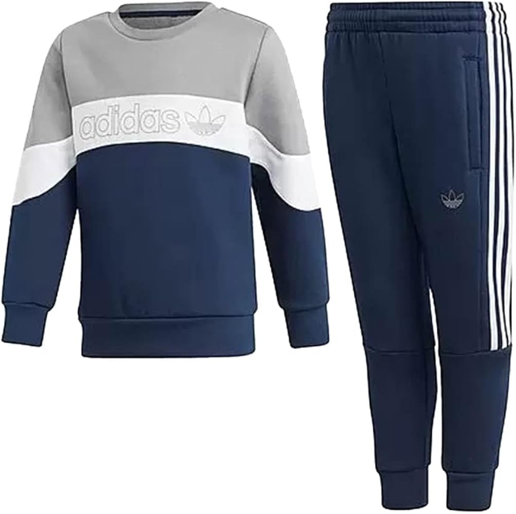 adidas Children Sprt2.0 Crew Lk Boys Clothing Set Size M, Color: Grey/White/Navy