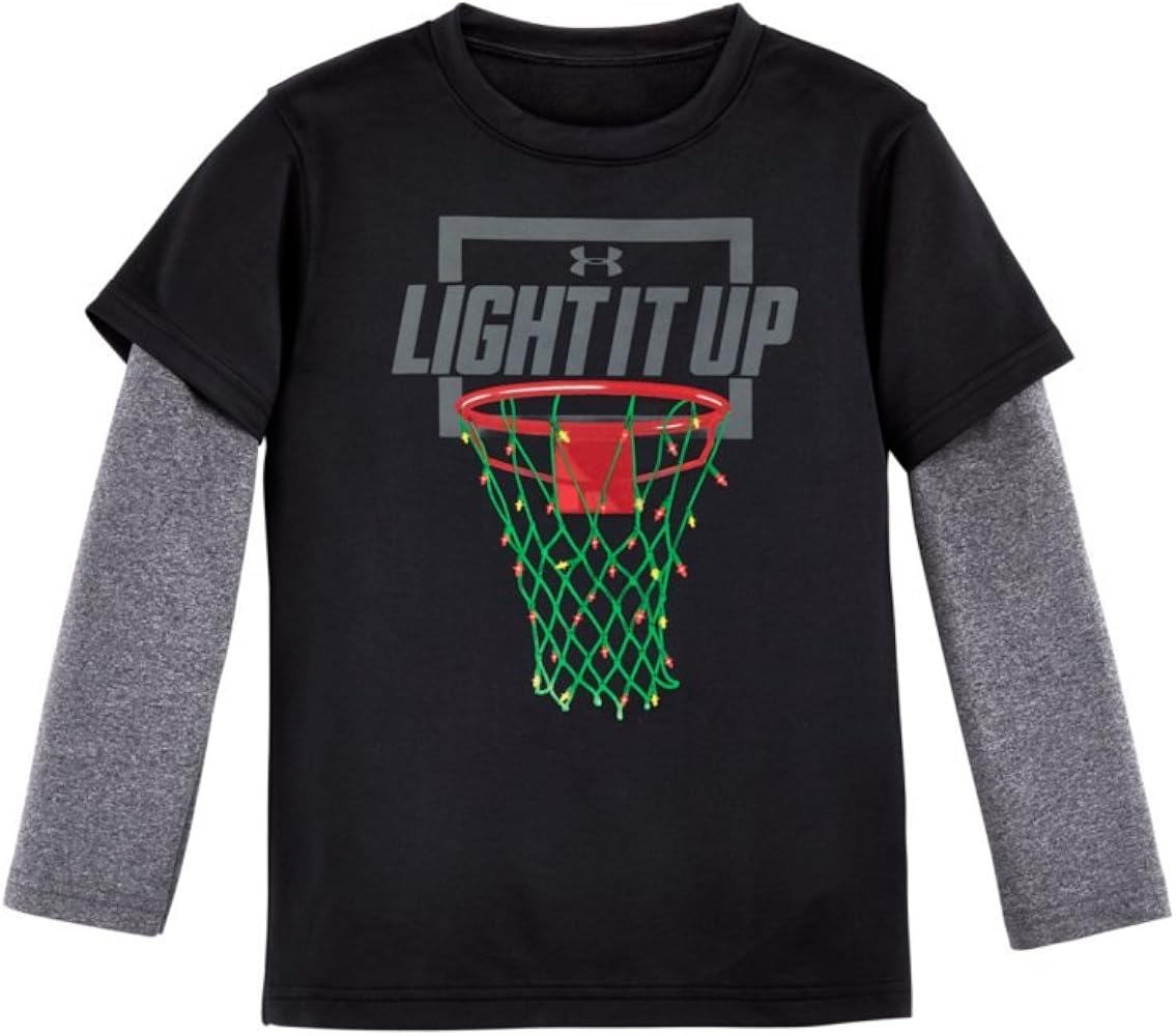 Under Armour Boys' Toddler UA Light It Up Slider Layered Tee (2T, Black)