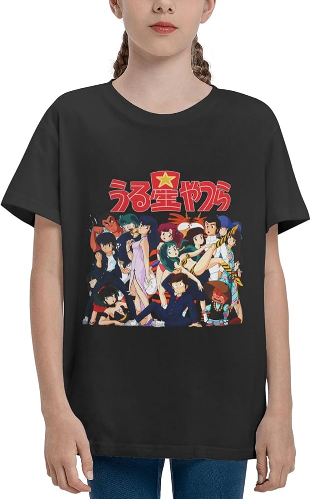 Anime Urusei Yatsura Shirt Boys Girls Round Neck Short Sleeve Cotton Tees