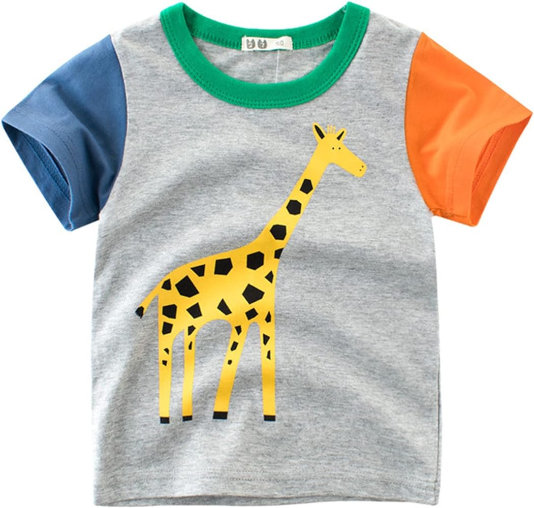 Baby Cartoon Crewneck Tee Animals Clothes Kids Sleeve Boys Tops Shirts Toddler Years T Short for 17 Boys Tops Boys Dance Top