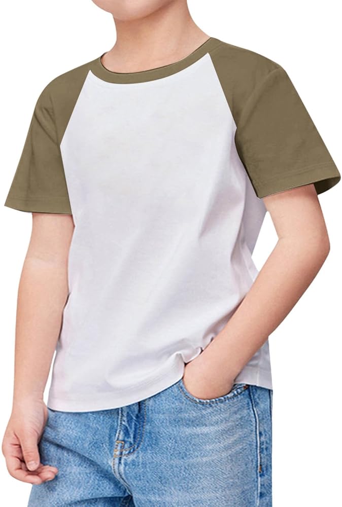 Boy Short Set Kids Boys Girls Casual Short Sleeve Colorblock Oversized Round Neck Cotton Tee Shirt Tops