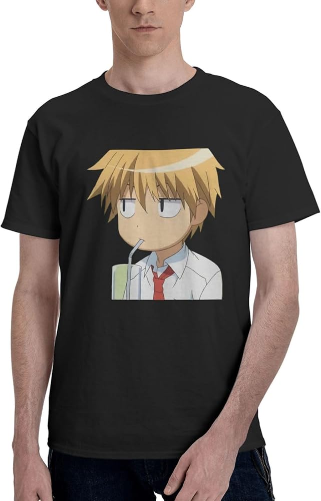 Anime Maid Sama Takumi Usui T Shirt Man's Summer Round Neck Shirts Casual Short Sleeves Tee Black