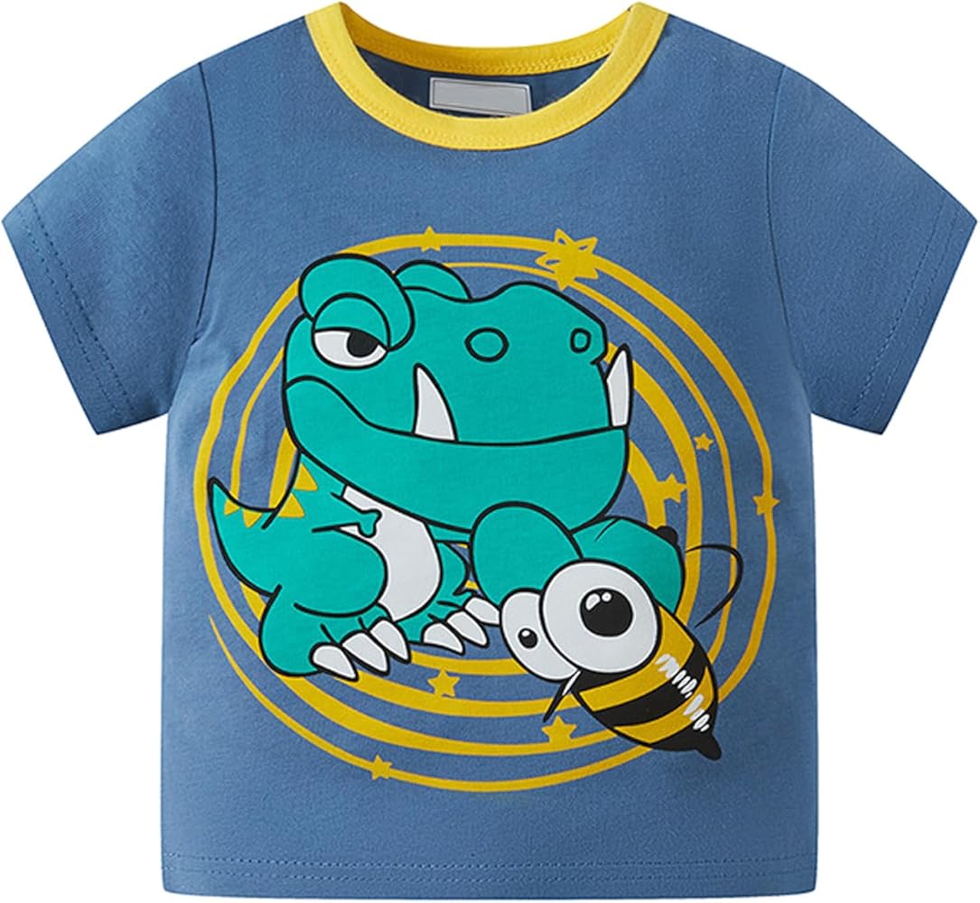 Toddler Boys Summer Short Sleeve Dinosaur Letter Prints T Shirt Tops Boys Summer Tops Size 8