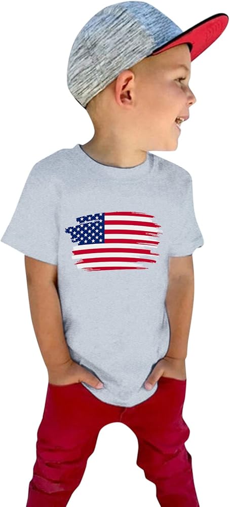 Newborn Kids American Flag Outfits Comfy Short Sleeve Fourth of July Athleisure Lounge Wear Clothes Top Basic Casual