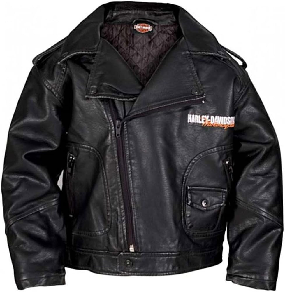 Harley-Davidson Little Boys' Upwing Eagle Biker Pleather Jacket Black 0376074