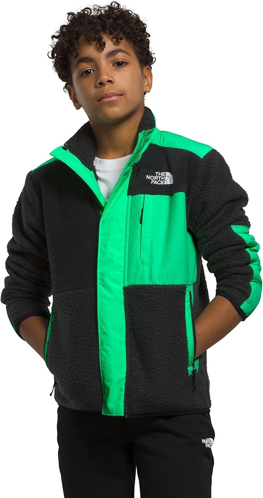 THE NORTH FACE Boys' Forrest Fleece Hybrid Jacket, TNF Black/Chlorophyll Green, Large