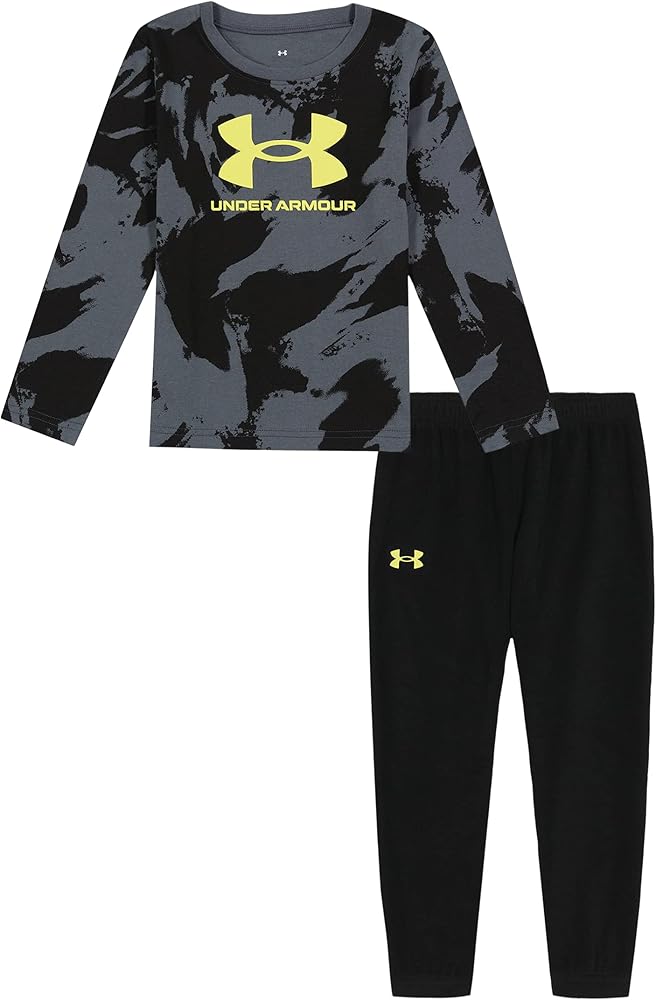 Under Armour Boys Outdoor Set, Cohesive Pants Or Shorts & Top Clothing Set, Pitch Gray Plume Wave, 2T US