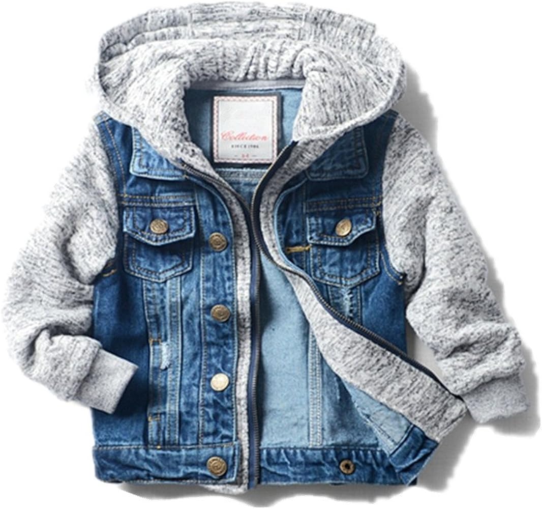 LJYH Boys' Basic Denim Trucker Jackets Children Fall Hoodies Trendy Jeans Coats