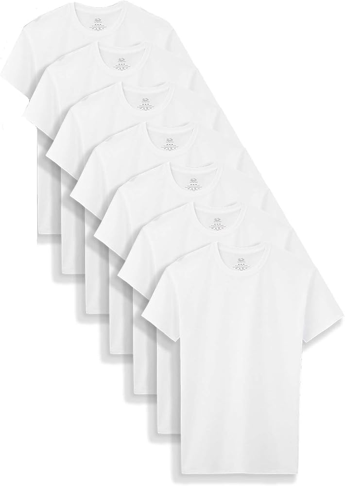 Fruit of the Loom 7-Pack Boys White Crew T-Shirts B7P525B (Medium 10-12)