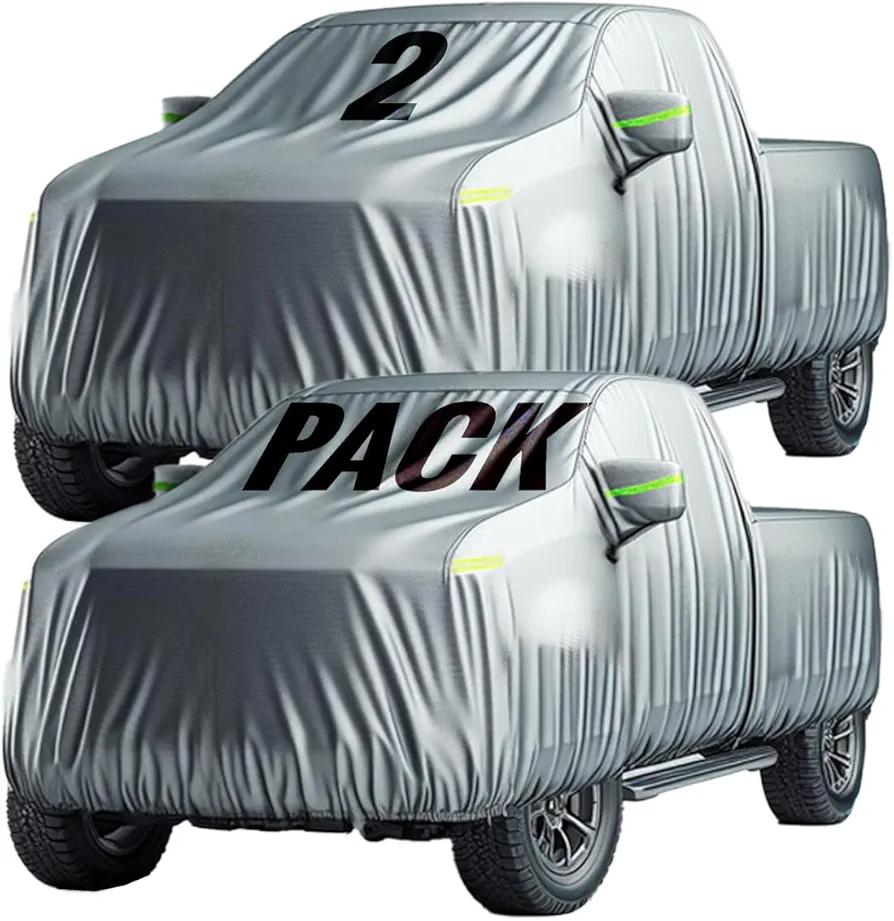 6 Layer Pickup Truck Cover -2 Pack | Universal Fit | Scratch Resistant Waterproof All Weather Car Cover, Protects from Snow, Rain, Wind,Hail and UV Protection | for Indoor and Outdoor