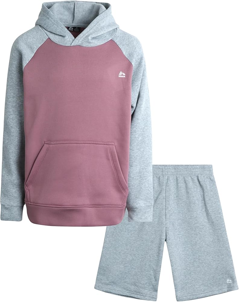 RBX Boys' Sweatsuit Set - 2 Piece Performance Fleece Hoodie Sweatshirt and Sweat Shorts (4-12)