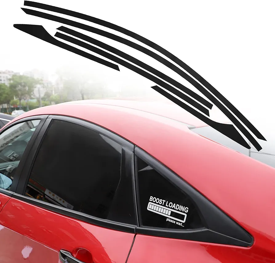 TOMALL Car Window Edge Vinyl Stickers Compatible with Honda 10th Civic 2016 2017 2018 2019 2020 2021 Auto Window Cover Strip Trim Accessories (Matte Black)