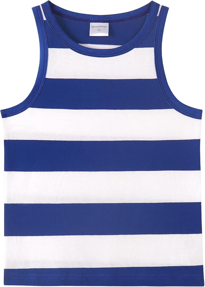 Spring&Gege Boys Striped Tank Tops Summer Sleeveless Cotton T Shirt (4-12 Years)