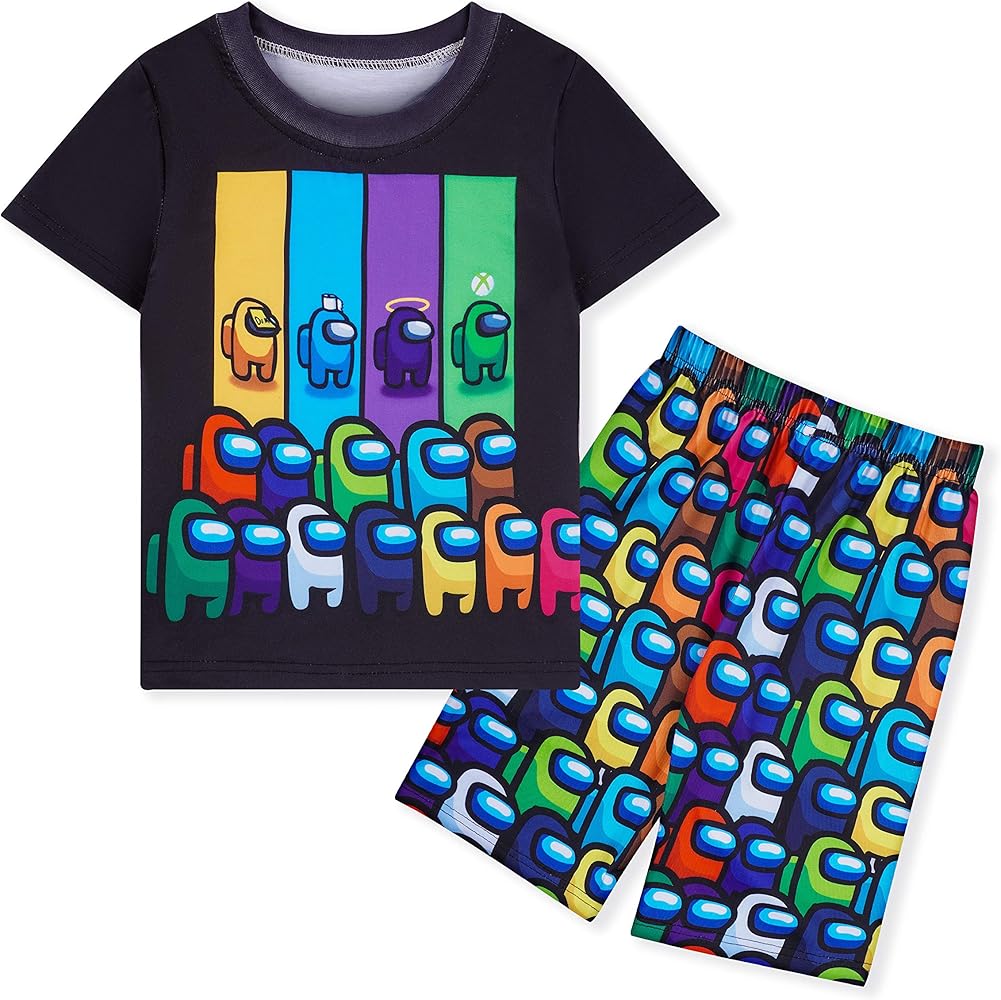 Boys Game 2Pcs Shirt Pants Costume Set Kids Outfits Clothes Birthday Party Gift