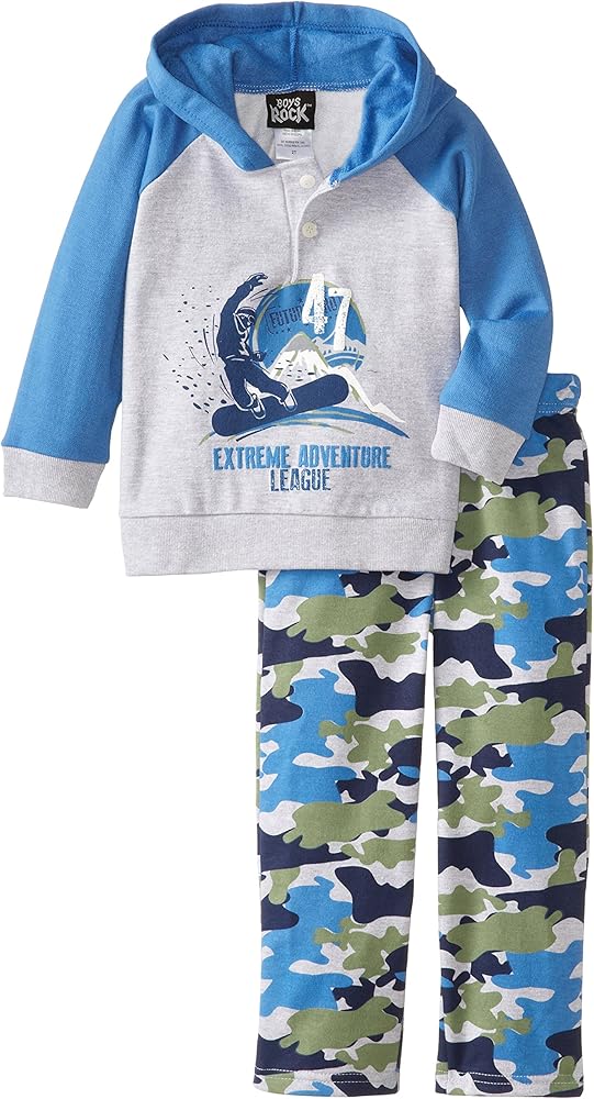 Boys Rock Little Boys' 2 Piece Fleece Set Blue Camo