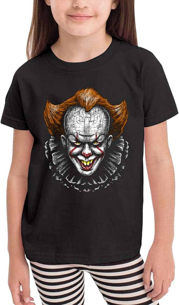 Horror Movie Clown Children's T-Shirt, 2-6 Years Old Boy and Girl Cotton Tees Classic Comfortable Short Sleeve Tops