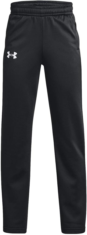 Under Armour Boys' Armourfleece Straight Leg Pant (as1, Alpha, s, Regular, Black/White)