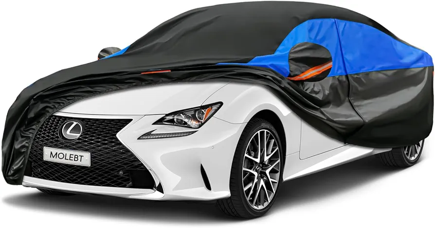 Heavy Duty Car Cover Waterproof All Weather for Automobiles, Outdoor Full Exterior Covers Dust, Snow, and UV Protection. Universal Fit Lexus ES. (Fit Length 194-203 inch)