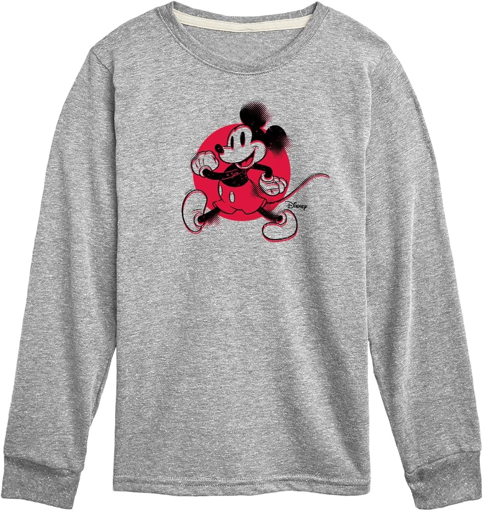 Disney Characters - Mickey & Friends - Red Spotlight on Mickey - Toddler and Youth Long Sleeve Graphic T-Shirt