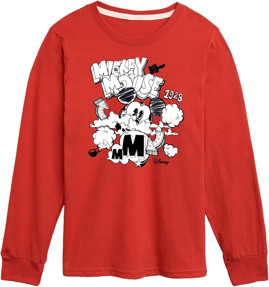 Disney Mickey Mouse - 1928 - Doodle in The Clouds - Youth Long Sleeve Graphic T-Shirt