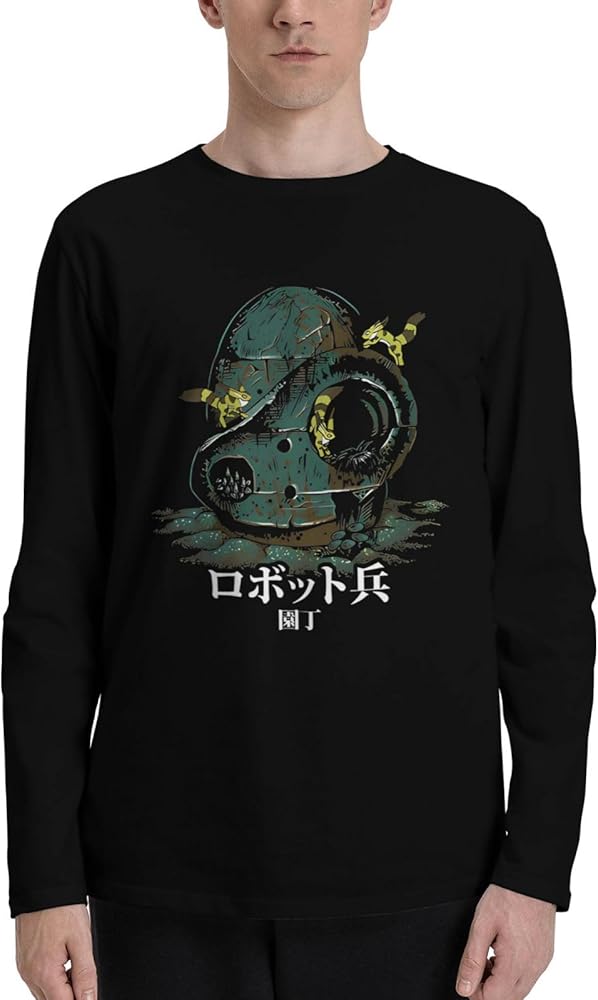 Anime Castle in The Sky T Shirt Boy's Summer O-Neck T-Shirts Casual Long Sleeve Tee Black