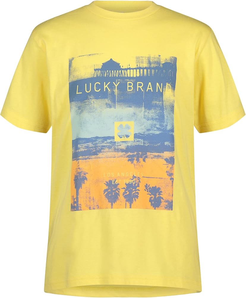 Lucky Brand Boys' Short Sleeve Graphic Crew Neck T-shirt, Soft, Comfortable, Relaxed Fit