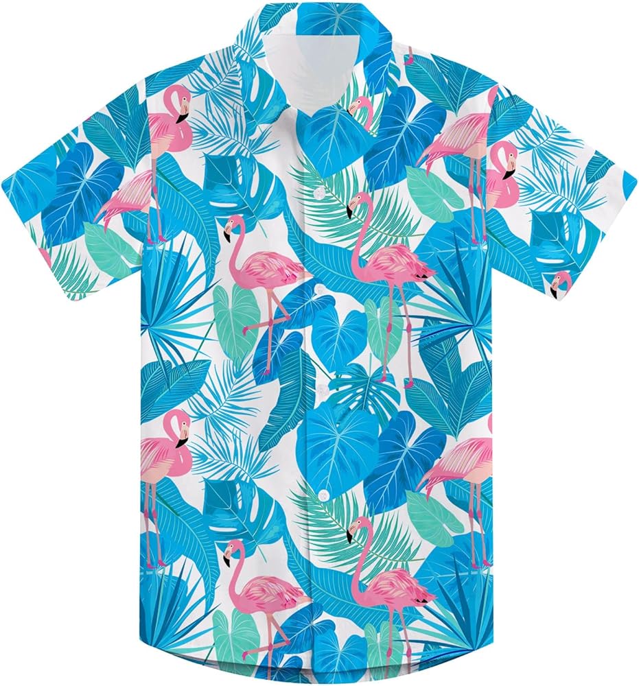 Goodstoworld 2-10T Boys Novelty Hawaiian Short Sleeve Button Down Dress Shirt