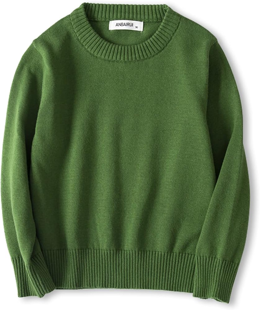 Boys and Girls' Uniform Cotton Crew-Neck Sweaters Long Sleeve Pullover Knit Sweater