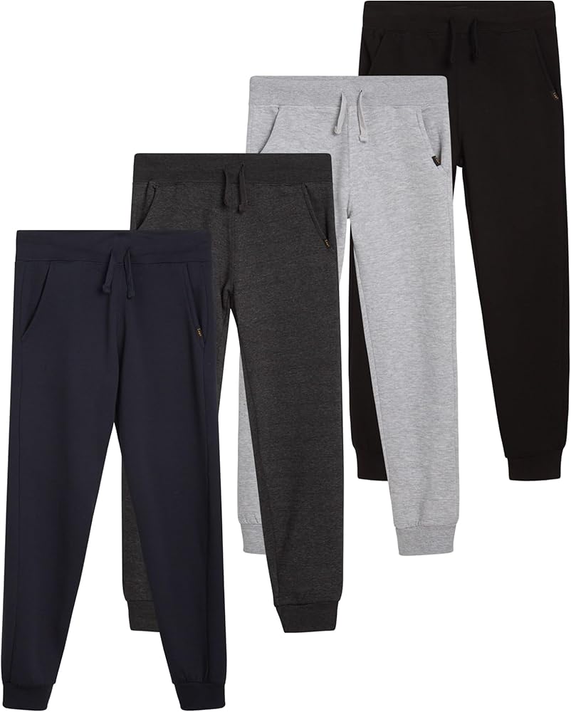 Lee Boys' Sweatpants - 4 Pack Basic Cozy Active Fleece Jogger Pants with Pockets (4-20)