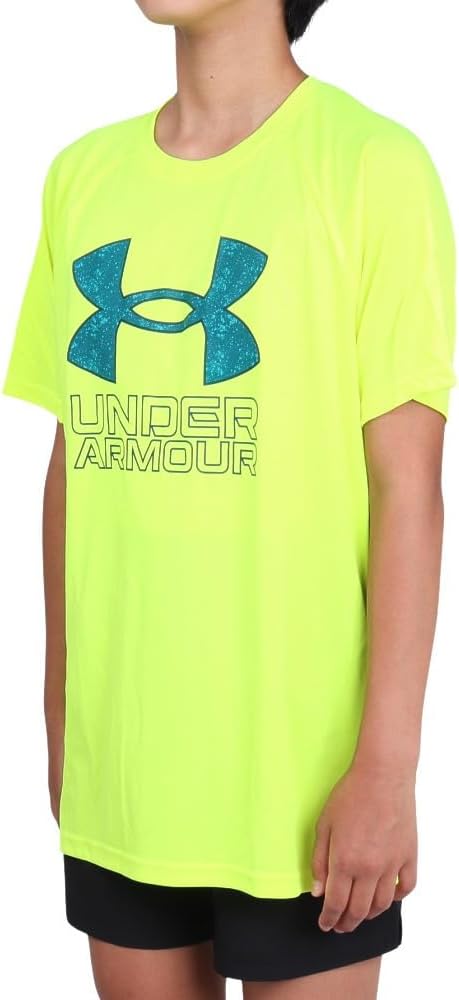 Under Armour Boys' Tech Hybrid Printed Fill Short-Sleeve T-Shirt, (733) High-Vis Yellow / / Hydro Teal, X-Large