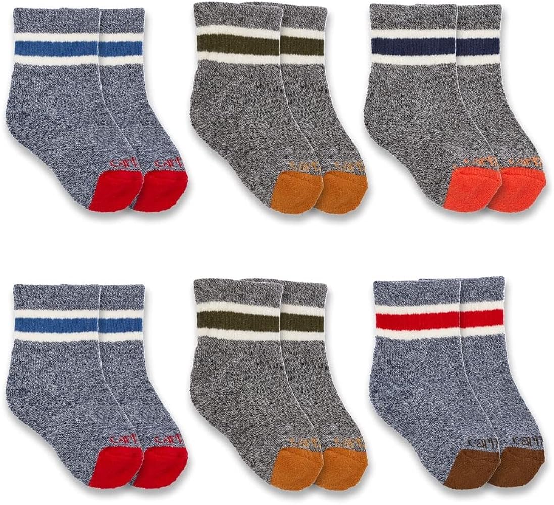 Carhartt Boys' Midweight Camp Crew Sock 6 Pack