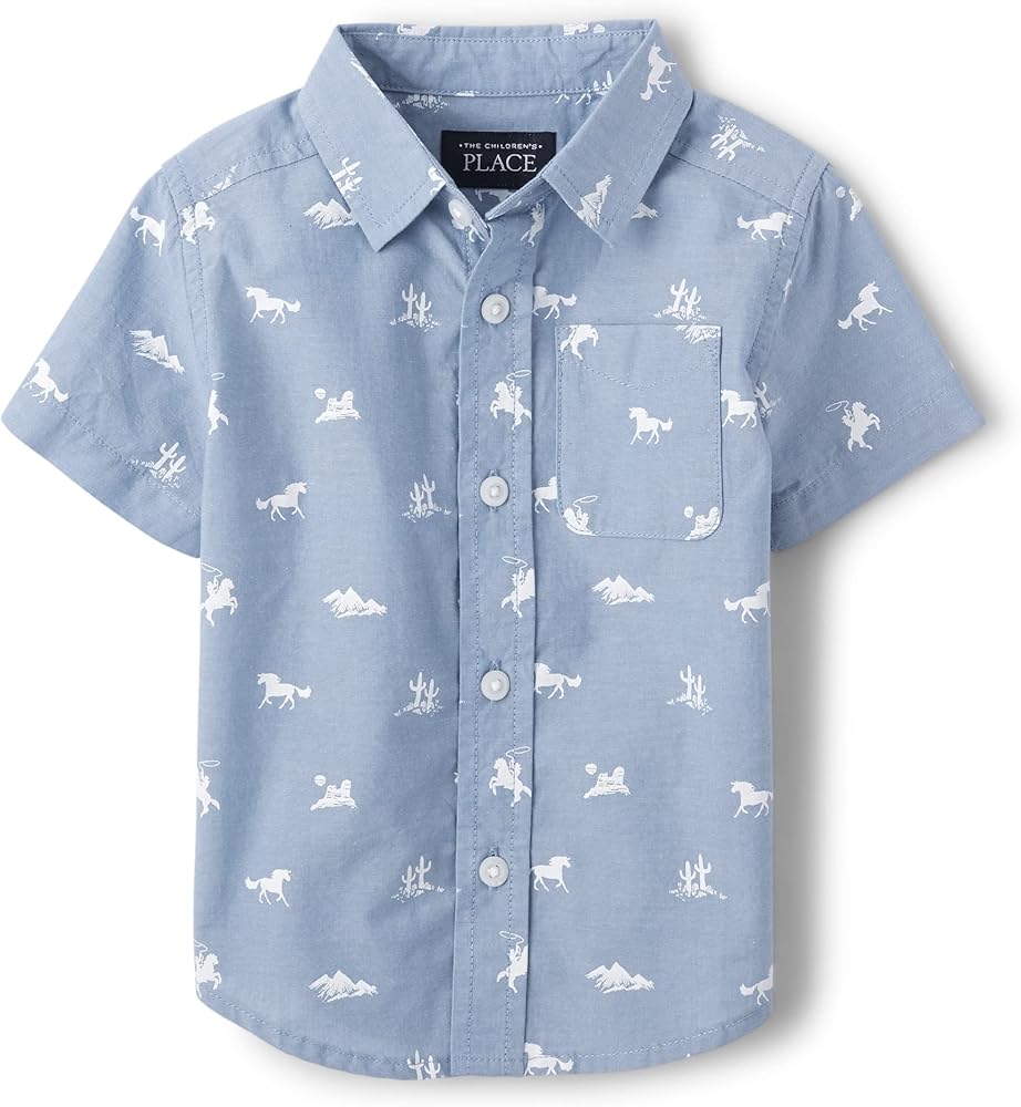 The Children's Place Boys' and Toddler Short Sleeve Button Down Shirt