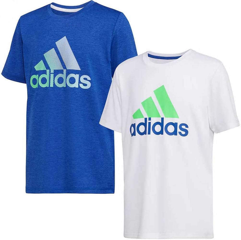 adidas Youth 2-Pack Performance Tee (as1, Alpha, l, Regular, Royal Heather/White)