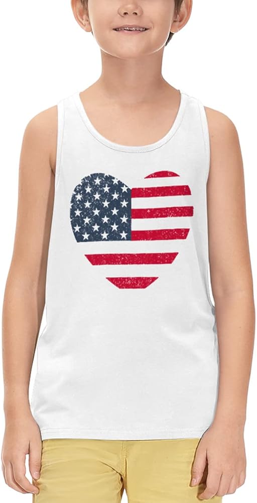 BesserBay Unisex Kid's 4th of July Tank Top American Flag Patriotic Cotton Sleeveless Shirt 1-14 Years