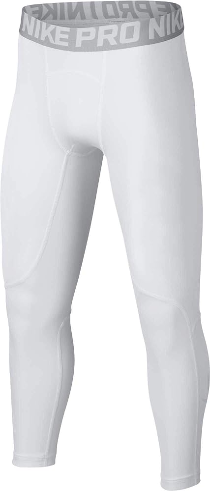 Nike Boy's Pro 3/4 Length Compression Tights (White/Wolf Grey, Large)