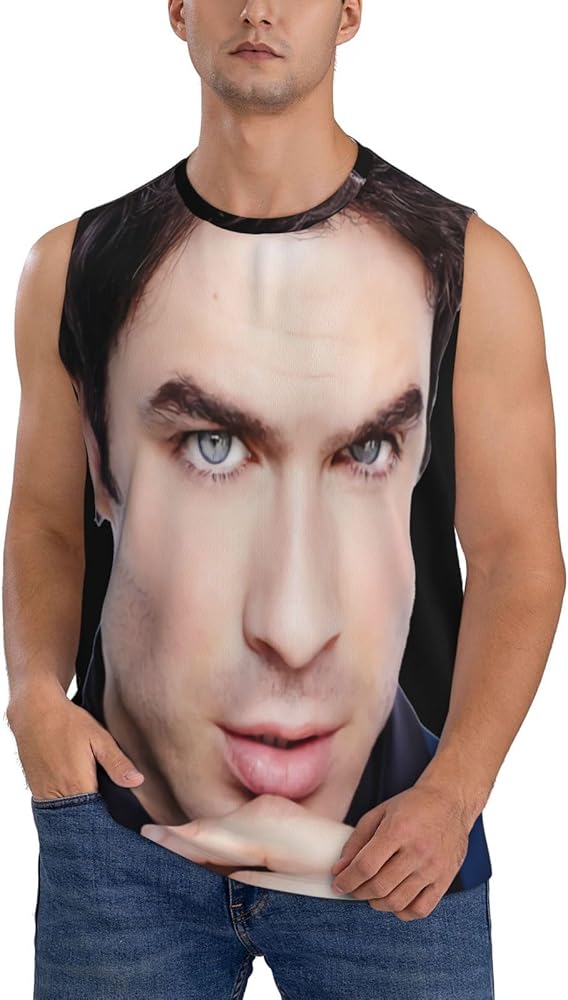 Ian Somerhalder Tank Top Mens Summer Casual Novelty Polyester Sleeveless Tee Shirts for Men