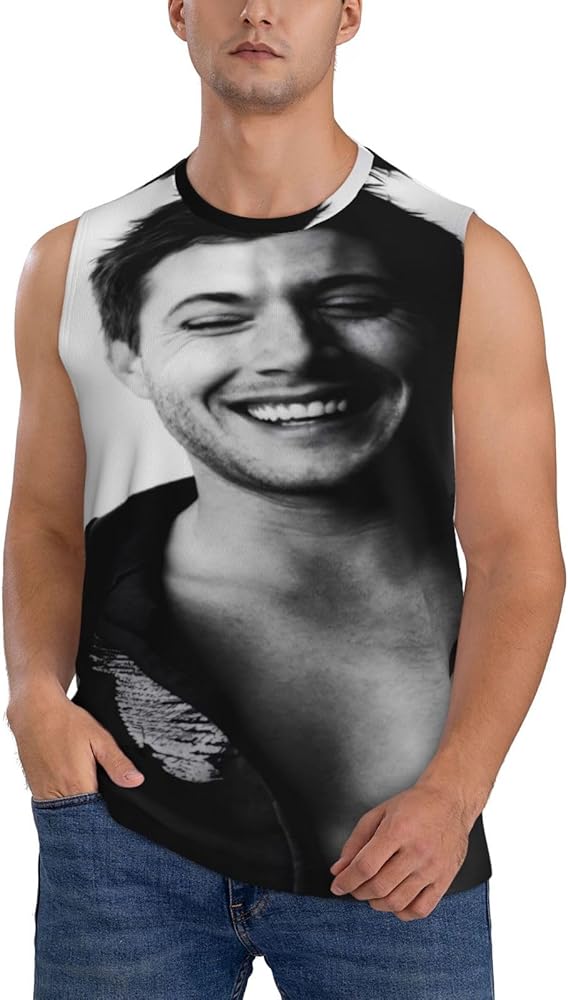 Jensen Ackles Tank Top Boys Summer Casual Novelty Polyester Sleeveless Tee Shirts for Men