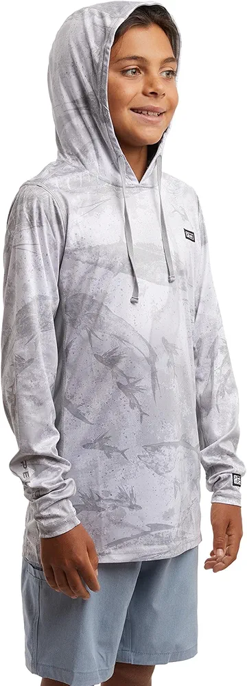 PELAGIC Youth Vaportek Hooded Fishing Shirt, Long Sleeve, UPF 50+ Protection, Ventilated and Lightweight